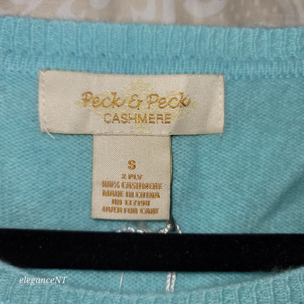 Peck & Peck 100% Cashmere Angel Blue Sweater Sz: Small NWT - Picture 2 of 9